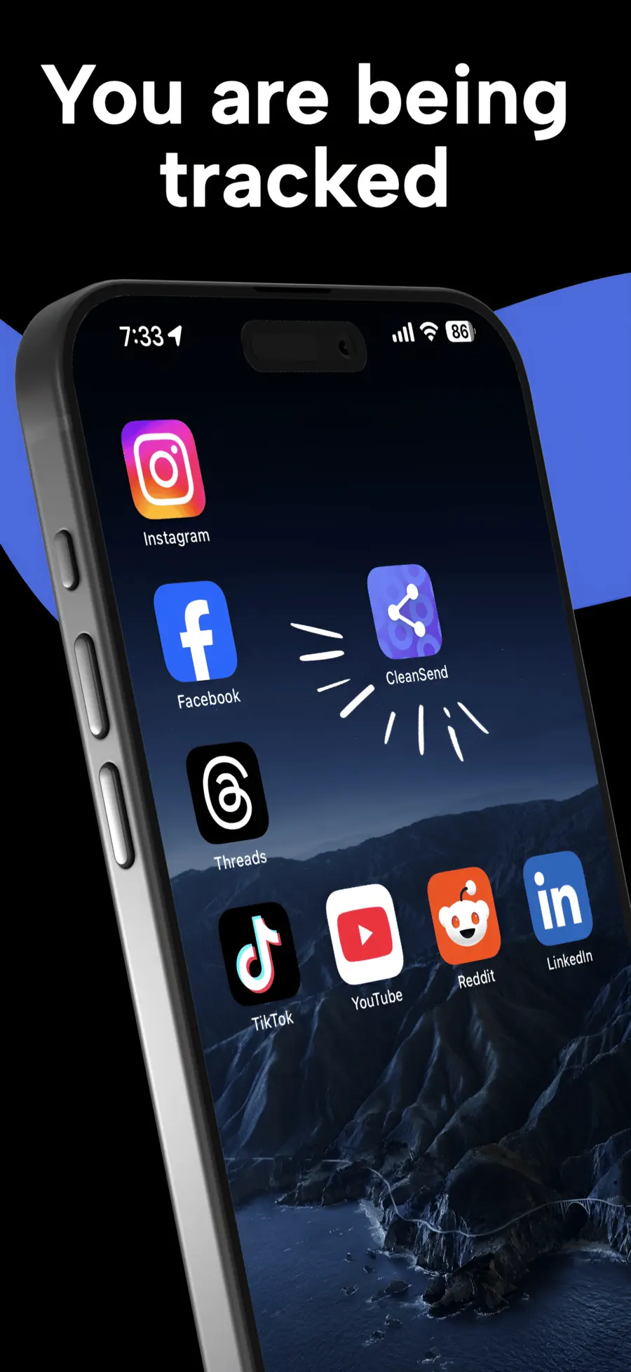 CleanSend displayed beside social apps used for sharing