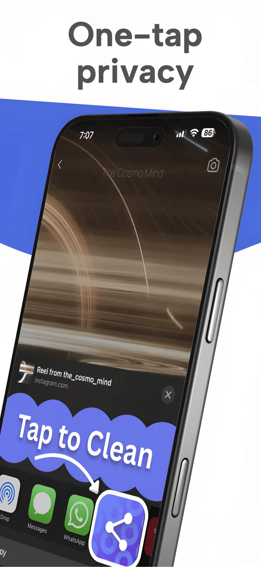 CleanSend listed as an action in the iPhone Share Sheet