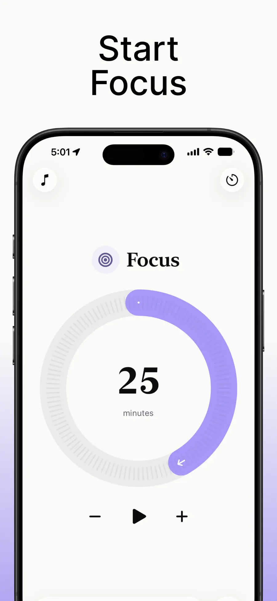 Domi focus timer set to 25 minutes