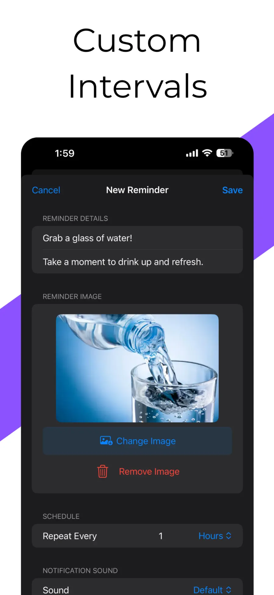Remindly New Reminder editor with Repeat Every interval controls