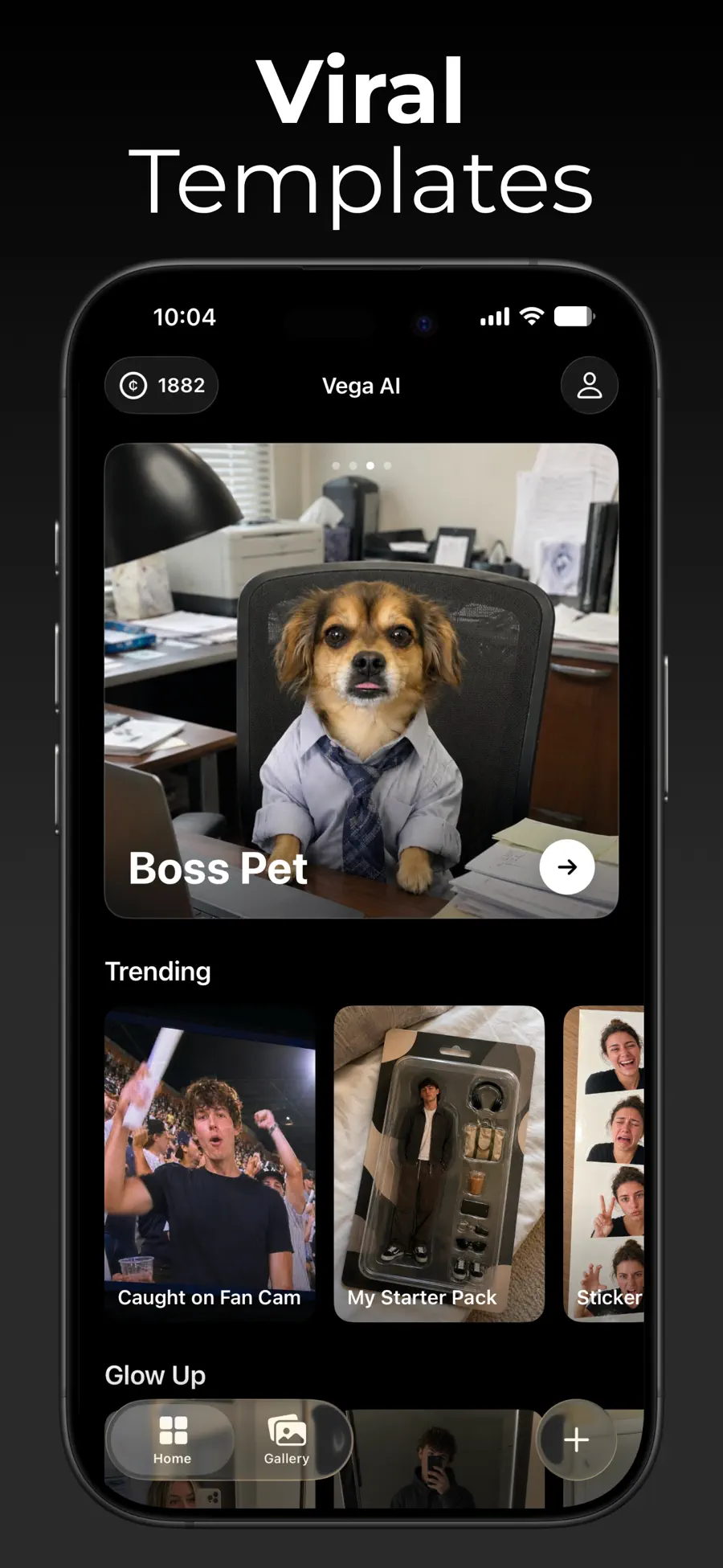 Vega AI template browser with dance and photo effects
